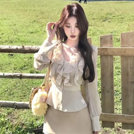 FA45760# 小众设计感女时尚套装气质复古风纯欲辣妹风 服裝批發女裝批發服飾貨源