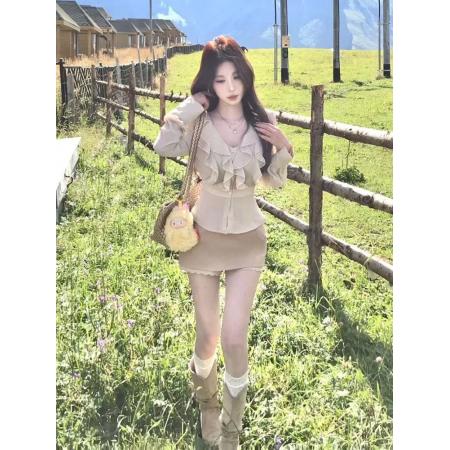 FA45760# 小众设计感女时尚套装气质复古风纯欲辣妹风 服裝批發女裝批發服飾貨源