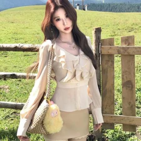 FA45760# 小众设计感女时尚套装气质复古风纯欲辣妹风 服裝批發女裝批發服飾貨源