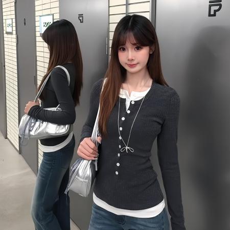 FA45763# 假两件拼接撞色长袖打底衫女秋季新款 服裝批發女裝批發服飾貨源