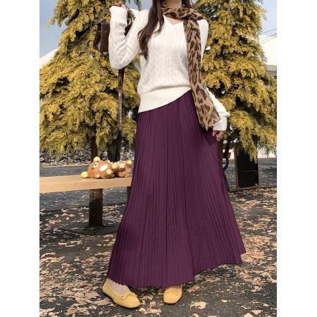 FA45769# 安可拉紫针织鱼尾裙半身裙女包臀长裙加厚毛线一步半裙秋冬 服裝批發女裝批發服飾貨源