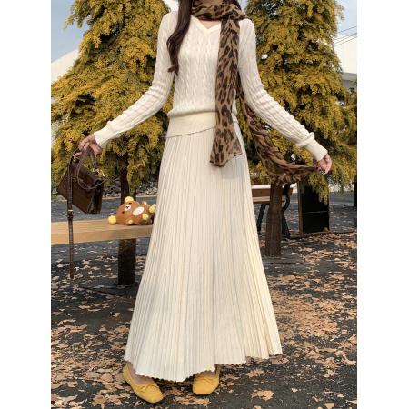 FA45769# 安可拉紫针织鱼尾裙半身裙女包臀长裙加厚毛线一步半裙秋冬 服裝批發女裝批發服飾貨源