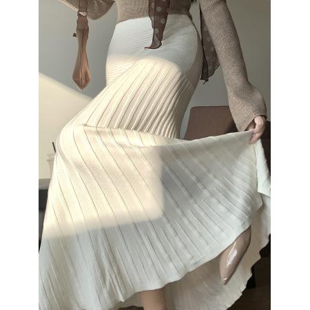 FA45771# 安可拉红针织鱼尾裙半身裙女包臀长裙加厚毛线一步半裙秋冬 服裝批發女裝批發服飾貨源