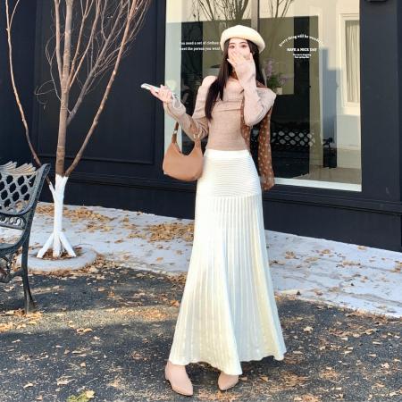 FA45771# 安可拉红针织鱼尾裙半身裙女包臀长裙加厚毛线一步半裙秋冬 服裝批發女裝批發服飾貨源