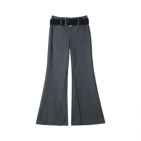 FA45772# 秋冬新款喇叭直筒阔腿拖地裤女加绒毛呢百搭高腰微喇裤 服裝批發女裝批發服飾貨源