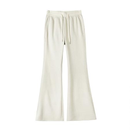 FA45773# 秋冬新款加绒裤子女微喇羊绒高腰加厚阔腿喇叭拖地裤女 服裝批發女裝批發服飾貨源