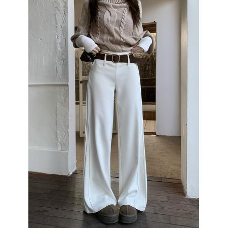 FA45777# 辣妹微喇气质休闲裤女秋冬低腰呢子裤设计感西装裤显瘦拖地裤 服裝批發女裝批發服飾貨源