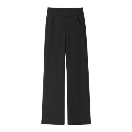 FA45779# 黑色微喇弹力西裤女秋季新款小个子高腰马蹄喇叭裤 服裝批發女裝批發服飾貨源