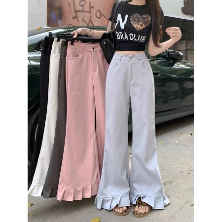 FA45781# 慵懒感休闲裤女秋季纯色直筒裤子显瘦阔腿裤宽松垂感拖地裤 服裝批發女裝批發服飾貨源