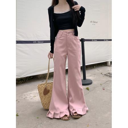 FA45781# 慵懒感休闲裤女秋季纯色直筒裤子显瘦阔腿裤宽松垂感拖地裤 服裝批發女裝批發服飾貨源