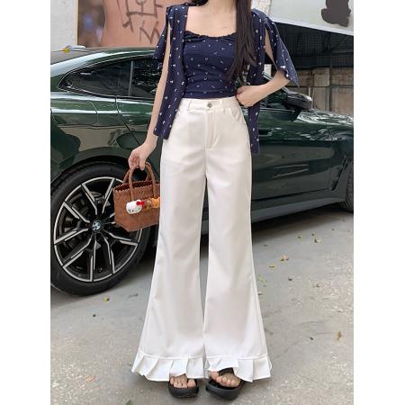 FA45781# 慵懒感休闲裤女秋季纯色直筒裤子显瘦阔腿裤宽松垂感拖地裤 服裝批發女裝批發服飾貨源