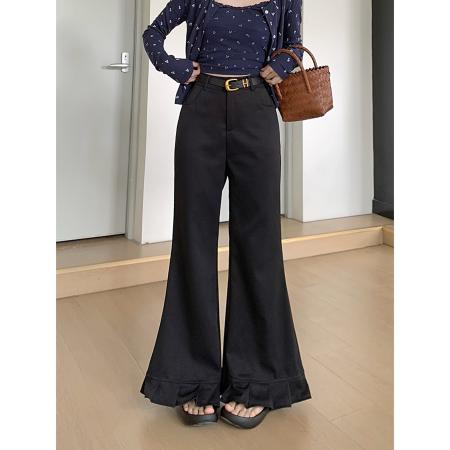 FA45781# 慵懒感休闲裤女秋季纯色直筒裤子显瘦阔腿裤宽松垂感拖地裤 服裝批發女裝批發服飾貨源