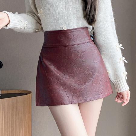 FA45792# A字短裙女秋冬pu皮裙裤高腰性感辣妹短裤裙皮短裤半身裙 服裝批發女裝批發服飾貨源