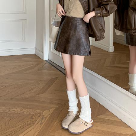 FA45793# A字短裤裙女秋冬pu皮裙裤高腰性感辣妹短裙皮短裤半身裙 服裝批發女裝批發服飾貨源