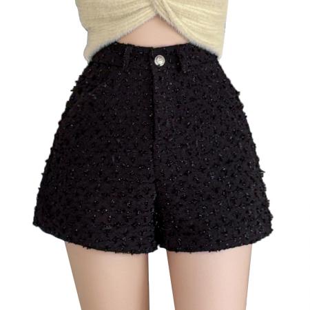 FA45800# 秋冬新款复古小香风亮晶晶阔腿短裤 服裝批發女裝批發服飾貨源