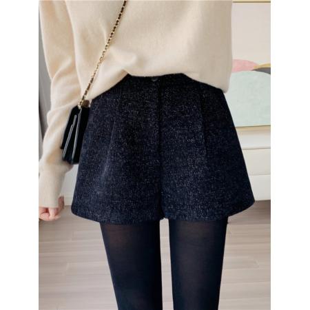 FA45827# 黑色短裤女外穿秋冬新款大腿灯芯绒高腰显瘦A字靴裤 服裝批發女裝批發服飾貨源