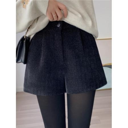 FA45827# 黑色短裤女外穿秋冬新款大腿灯芯绒高腰显瘦A字靴裤 服裝批發女裝批發服飾貨源