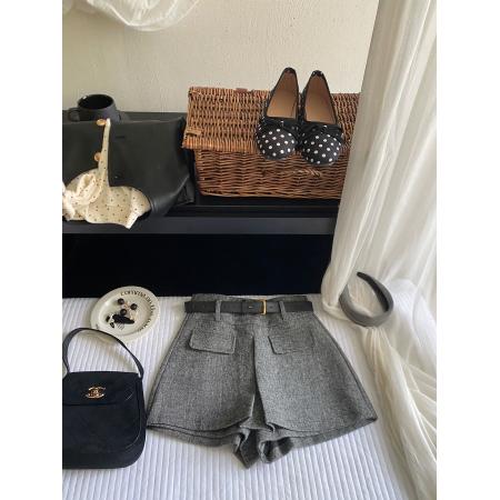 FA45832# 法式小香风编织毛呢料防走光裙裤女秋冬外穿时尚洋气阔腿靴裤短裤 服裝批發女裝批發服飾貨源