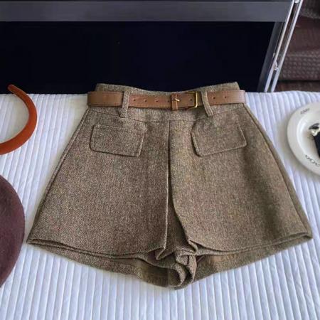 FA45832# 法式小香风编织毛呢料防走光裙裤女秋冬外穿时尚洋气阔腿靴裤短裤 服裝批發女裝批發服飾貨源