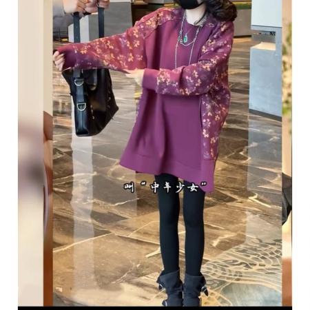 FA45836# 慵懒风时尚中长款气质连帽大码卫衣宽松休闲百搭上衣女 服裝批發女裝批發服飾貨源