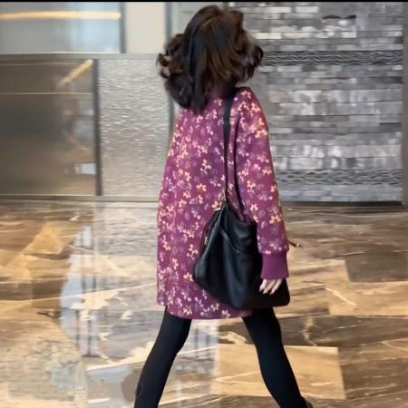 FA45836# 慵懒风时尚中长款气质连帽大码卫衣宽松休闲百搭上衣女 服裝批發女裝批發服飾貨源