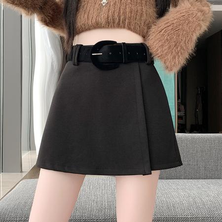 FA45898# 韩版秋季新款时髦洋气百搭显瘦纯色高级感配腰带半身裙短裙 服裝批發女裝批發服飾貨源