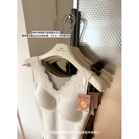 FA45904# 羊绒蚕丝聚拢杯发热背心长款无痕内搭固定胸垫保暖上衣女士 服裝批發女裝批發服飾貨源