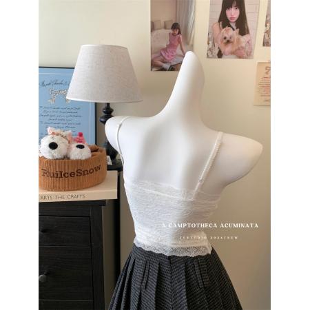 FA45905# 蕾丝吊带女内搭加绒保暖秋冬胸垫打底上衣 服裝批發女裝批發服飾貨源