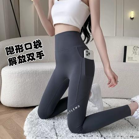 FA45914# 初秋带口袋鲨鱼裤女外穿薄款高腰提臀收腹瑜伽骑行打底裤 服裝批發女裝批發服飾貨源