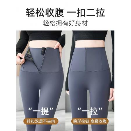 FA45916# 拉链塑身加绒鲨鱼裤女外穿秋冬新款打底裤高腰收腹提臀瑜伽裤 服裝批發女裝批發服飾貨源