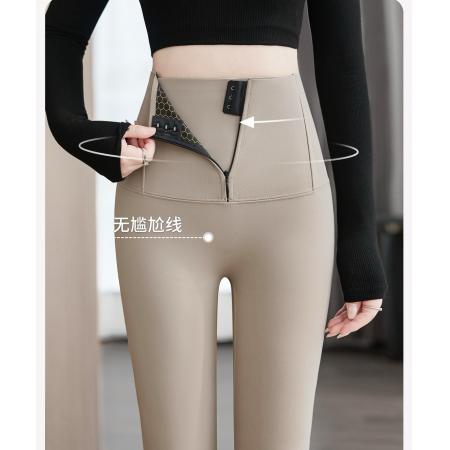 FA45916# 拉链塑身加绒鲨鱼裤女外穿秋冬新款打底裤高腰收腹提臀瑜伽裤 服裝批發女裝批發服飾貨源