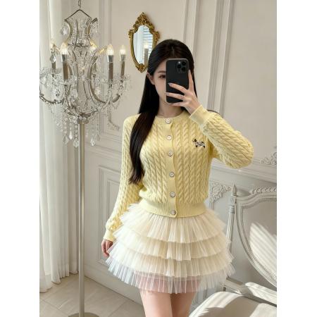 FA45927# 韩系慵懒风麻花针织开衫女秋季新款软糯宽松毛衣外套上衣 服裝批發女裝批發服飾貨源