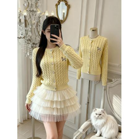 FA45927# 韩系慵懒风麻花针织开衫女秋季新款软糯宽松毛衣外套上衣 服裝批發女裝批發服飾貨源