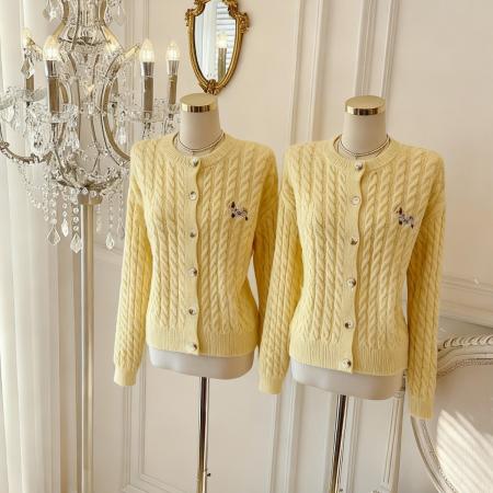 FA45927# 韩系慵懒风麻花针织开衫女秋季新款软糯宽松毛衣外套上衣 服裝批發女裝批發服飾貨源