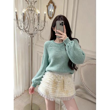 FA45931# 秋冬日系复古宽松慵懒风南瓜套头毛衣韩版大袖子显瘦女 服裝批發女裝批發服飾貨源