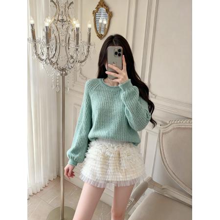 FA45931# 秋冬日系复古宽松慵懒风南瓜套头毛衣韩版大袖子显瘦女 服裝批發女裝批發服飾貨源