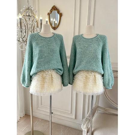 FA45931# 秋冬日系复古宽松慵懒风南瓜套头毛衣韩版大袖子显瘦女 服裝批發女裝批發服飾貨源