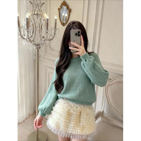 FA45931# 秋冬日系复古宽松慵懒风南瓜套头毛衣韩版大袖子显瘦女 服裝批發女裝批發服飾貨源