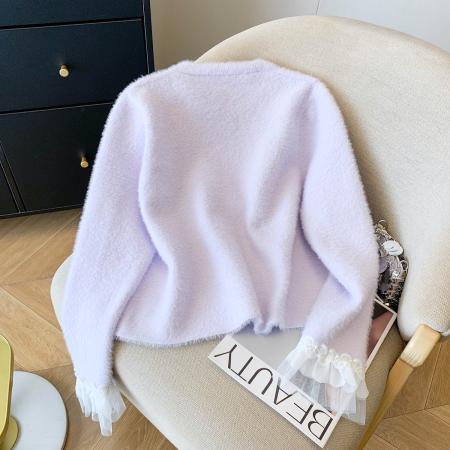 FA45937# 高端轻奢女装洋气质蝴蝶结系带针织衫秋季韩版小香风毛衣 服裝批發女裝批發服飾貨源