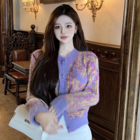 FA45942# 小香风爱心短款针织开衫上衣秋冬新款女法式甜美毛衣外套 服裝批發女裝批發服飾貨源