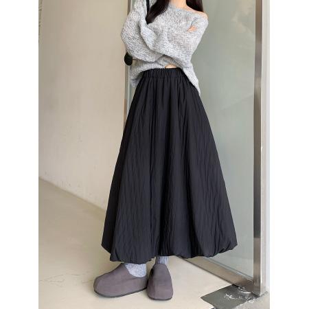 FA45945# 新款韩版秋冬花苞裙中长裙韩版裙子女常规和夹棉 服裝批發女裝批發服飾貨源