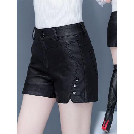 FA45951# 不配腰带皮裤女秋冬季加绒高腰皮短裤外穿百搭打底靴裤子显瘦 服裝批發女裝批發服飾貨源