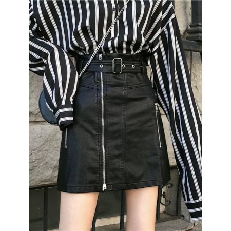 FA45952# 不配腰带PU小皮裙短裙女半身裙设计感女小众包臂一步裙显瘦包裙 服裝批發女裝批發服飾貨源