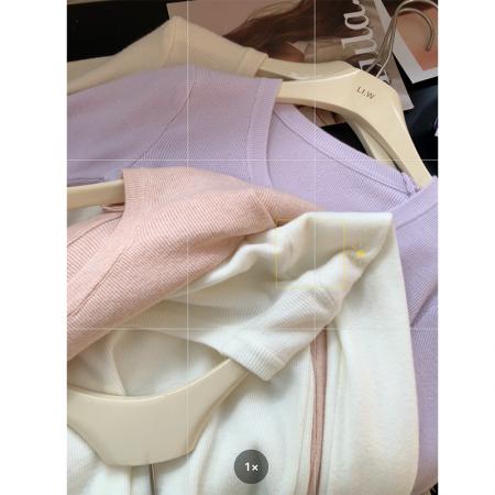 FA45954# 韩系U领内搭长袖针织衫女春季气质时尚温柔设计感软糯上衣 服裝批發女裝批發服飾貨源