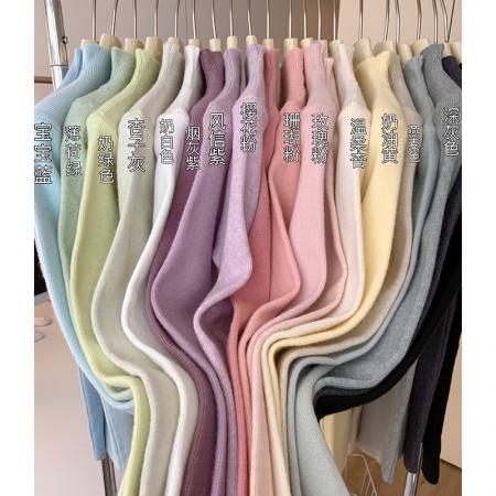 FA45955# 半高领羊毛打底衫女新款秋冬高级感内搭修身长袖针织上衣温柔 服裝批發女裝批發服飾貨源