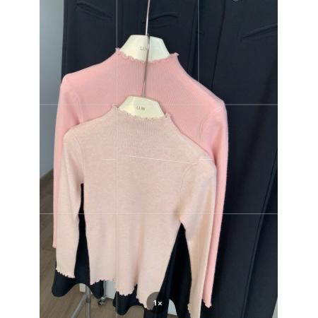 FA45956# 甜桃粉甜美打底衫针织衫女秋季保暖纯色内搭打底衫上衣 服裝批發女裝批發服飾貨源