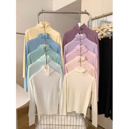 FA45957# 13色糖果色堆堆领长袖打底衫女简约纯色高领内搭外穿针织上衣 服裝批發女裝批發服飾貨源