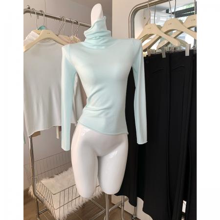 FA45957# 13色糖果色堆堆领长袖打底衫女简约纯色高领内搭外穿针织上衣 服裝批發女裝批發服飾貨源