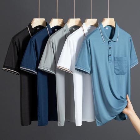 LN76345# 抖音爆款夏装冰丝短袖t恤男夏季Polo衫休闲翻领上衣服 男装批发男生服饰批发