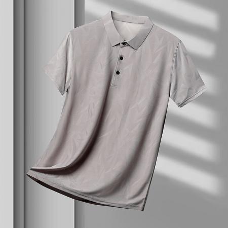 LN76349# 高级感男士短袖T恤男新款夏季冰丝上衣男士宽松舒适透气纯色半袖男子商务休闲POLO衫男 男装批发男生服饰批发